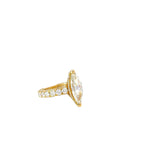 18k Yellow Gold 1.98ct J VS2 Marquise Shaped and 2.58ct G VS2 Round Diamond Engagement  ring Certified by GIA #6197966071 Size 5 1/4